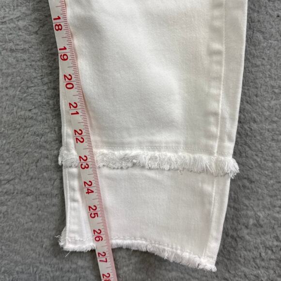 Michael Kors Women's White Denim Jeans Skinny Straight Fit Fringe Hem Size 16 - Picture 6 of 12